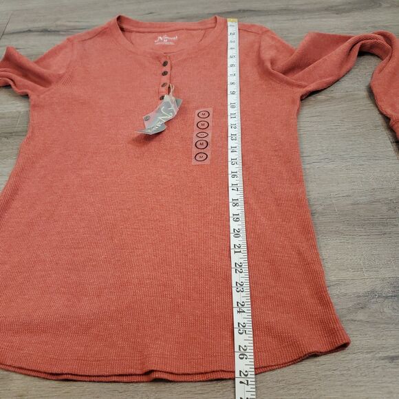 Natural Reflections Thermal Walffle Knit Henley Shirt M Mineral Red Outdoors - Picture 6 of 12